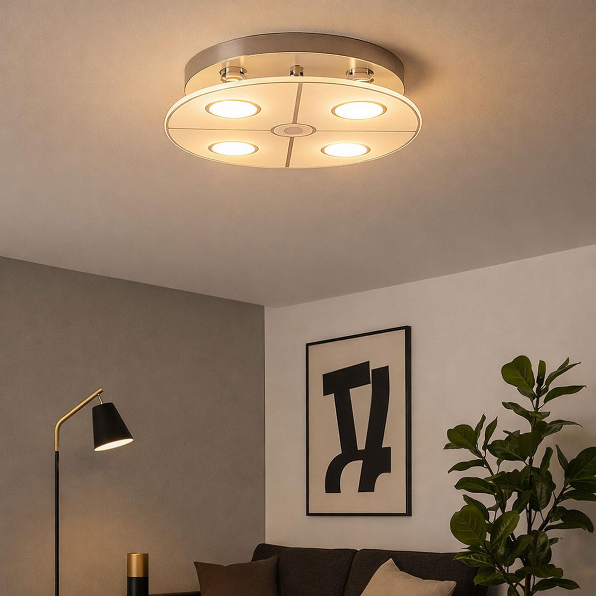 LED DECKENLEUCHTE Metall Chrom Silber - Silberfarben, Glas (30/30/7.5cm) - Globo Lighting