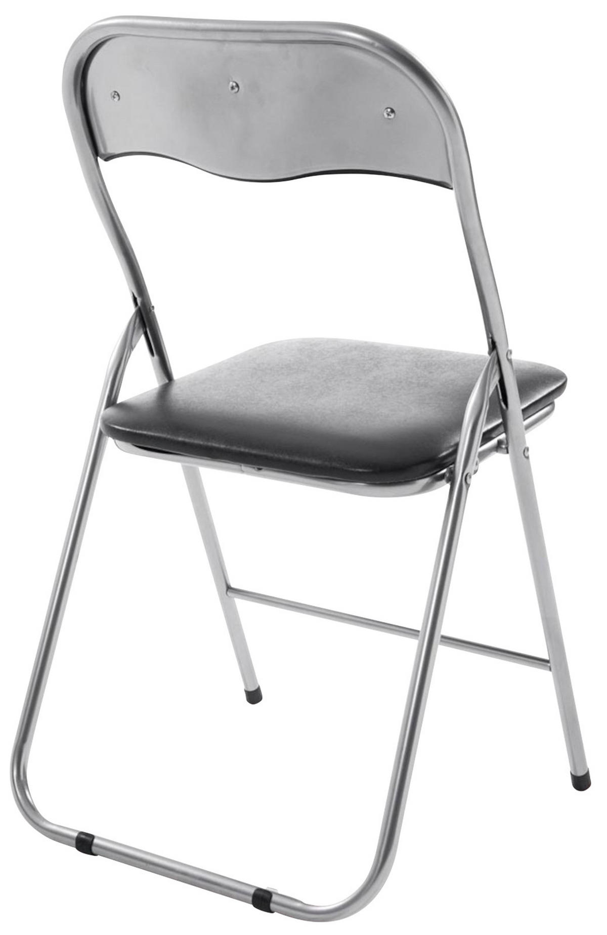 BESUCHERSTUHL 4er Set Lederlook schwarz/silber - Silberfarben/Schwarz, Textil/Metall (45/78/45cm) - CLP