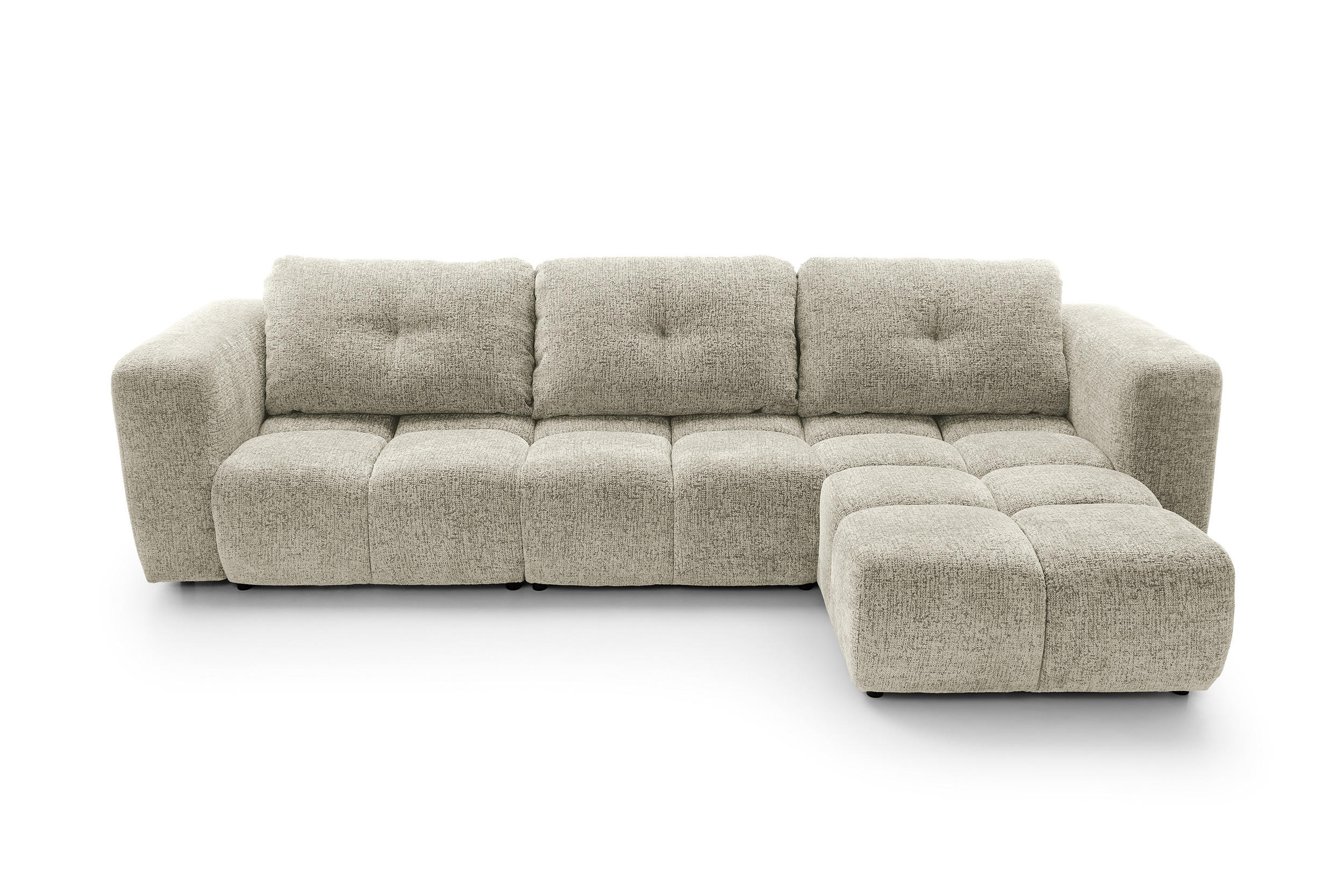 ECKSOFA ARTE 03 Creme Chenille mit Schlaffunktion - Creme, Holz (336/177cm) - MASSENO