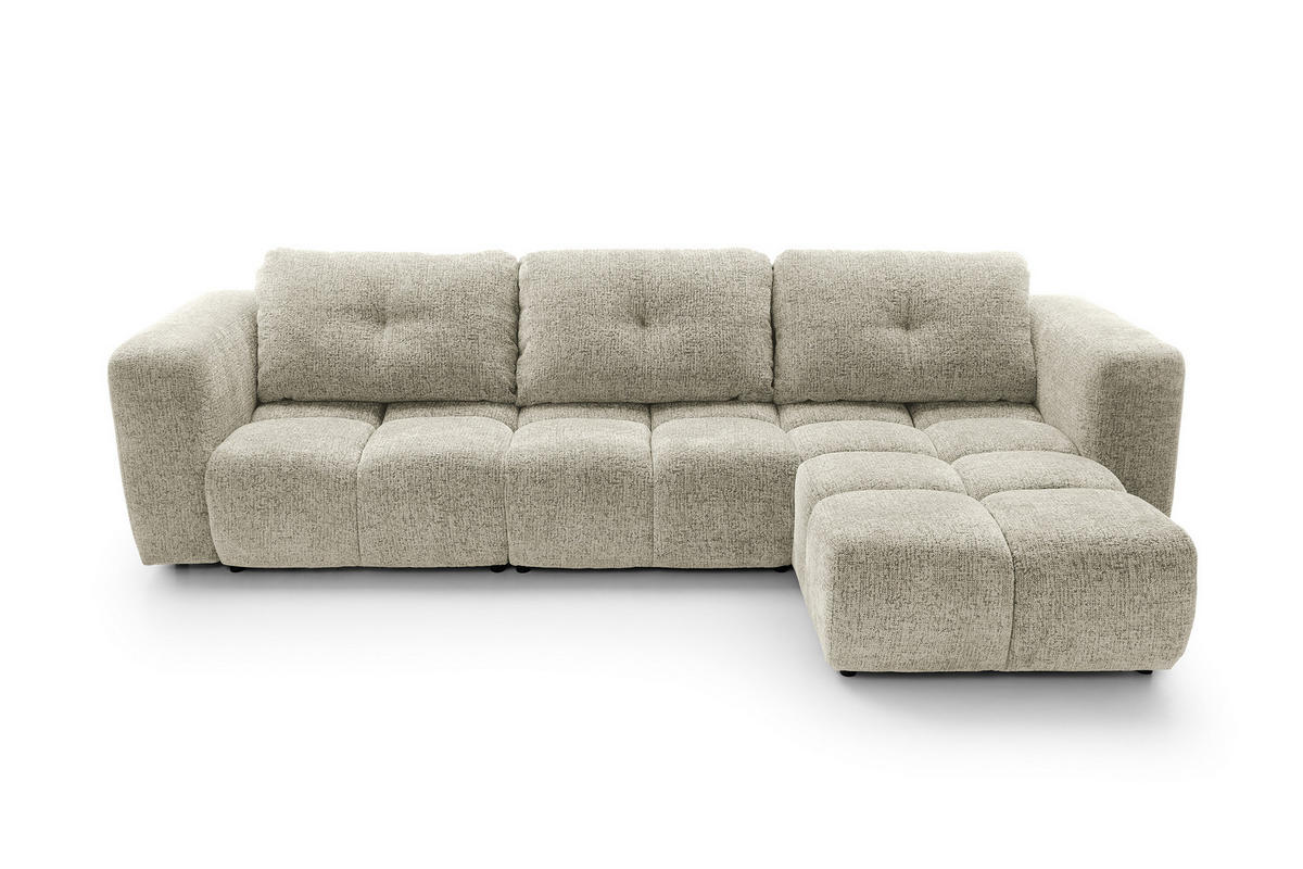 ECKSOFA ARTE 03 Creme Chenille mit Schlaffunktion - Creme, Holz (336/177cm) - MASSENO