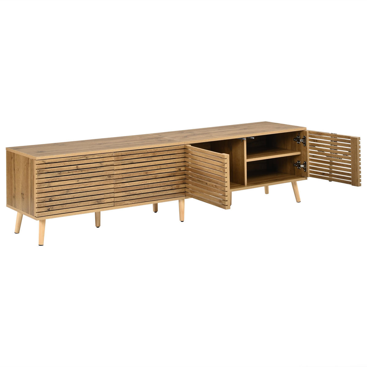 TV-SCHRANK 180/40/46 cm Natürlich mit 4 Türen und Kabeldurchführung - Naturfarben, Holzwerkstoff (180/46/40cm) - Oxeza