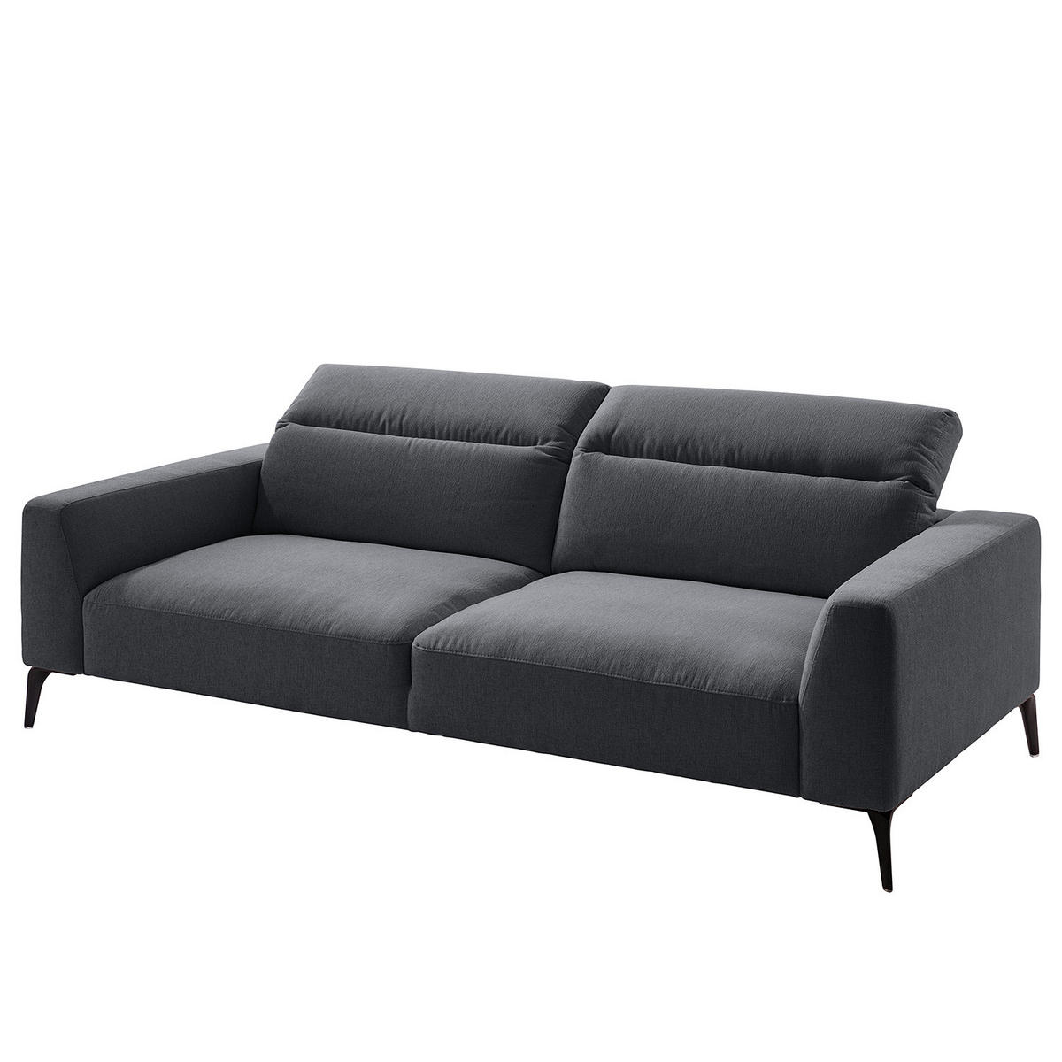 3-SITZER SOFA - Anthrazit/Schwarz, Textil/Metall (233/73/107cm) - home24