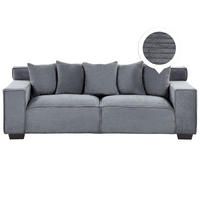 3-SITZER-SOFA Cord Dunkelgrau Viskan - Dunkelgrau, Textil (200/67/82cm) - Beliani