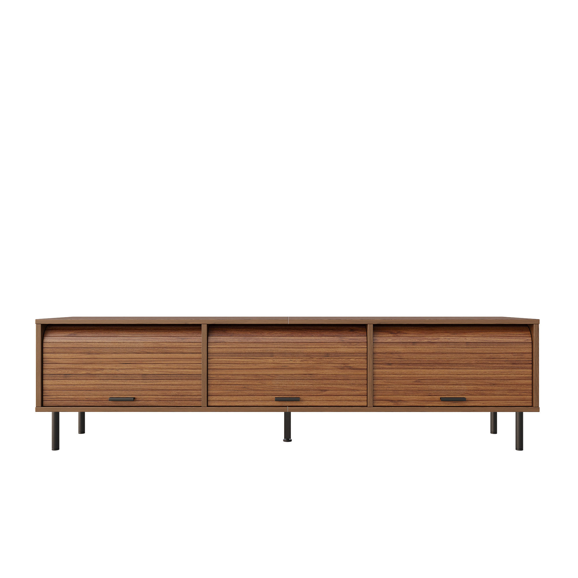 TV-SCHRANK 180/40/55 cm Walnussholzfarbe mit 3 aufschiebbare Türen - Nussbaumfarben/Schwarz, Holz/Holzwerkstoff (180/55/40cm) - Oxeza