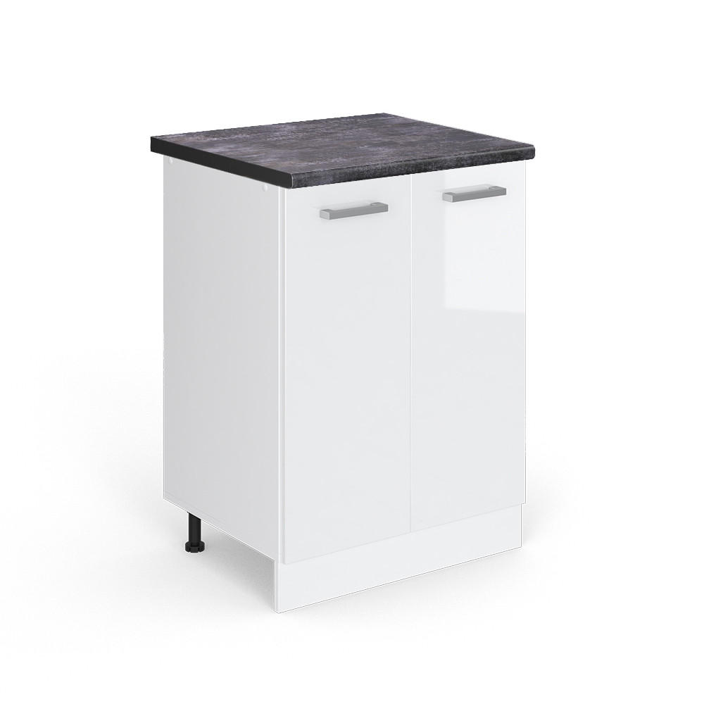 KÜCHENUNTERSCHRANK R-Line Weiß Hochglanz 60 cm, AP Anthrazit - Weiß Hochglanz/Weiß, Holzwerkstoff (60/81.6/60cm) - Vicco