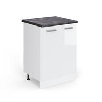KÜCHENUNTERSCHRANK R-Line Weiß Hochglanz 60 cm, AP Anthrazit - Weiß Hochglanz/Weiß, Holzwerkstoff (60/81.6/60cm) - Vicco