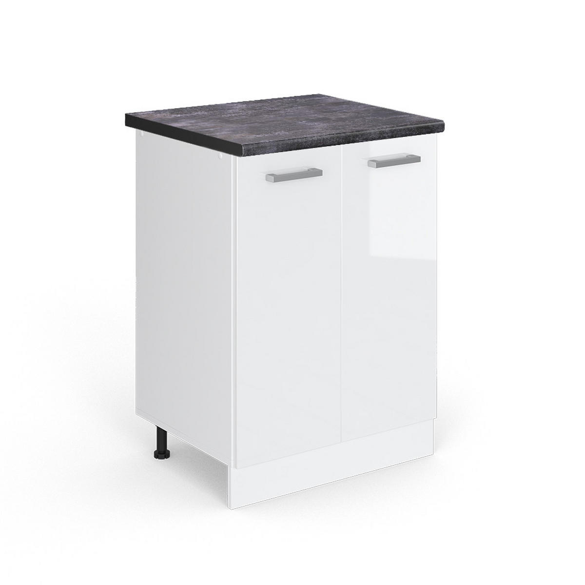KÜCHENUNTERSCHRANK R-Line Weiß Hochglanz 60 cm, AP Anthrazit - Weiß Hochglanz/Weiß, Holzwerkstoff (60/81.6/60cm) - Vicco