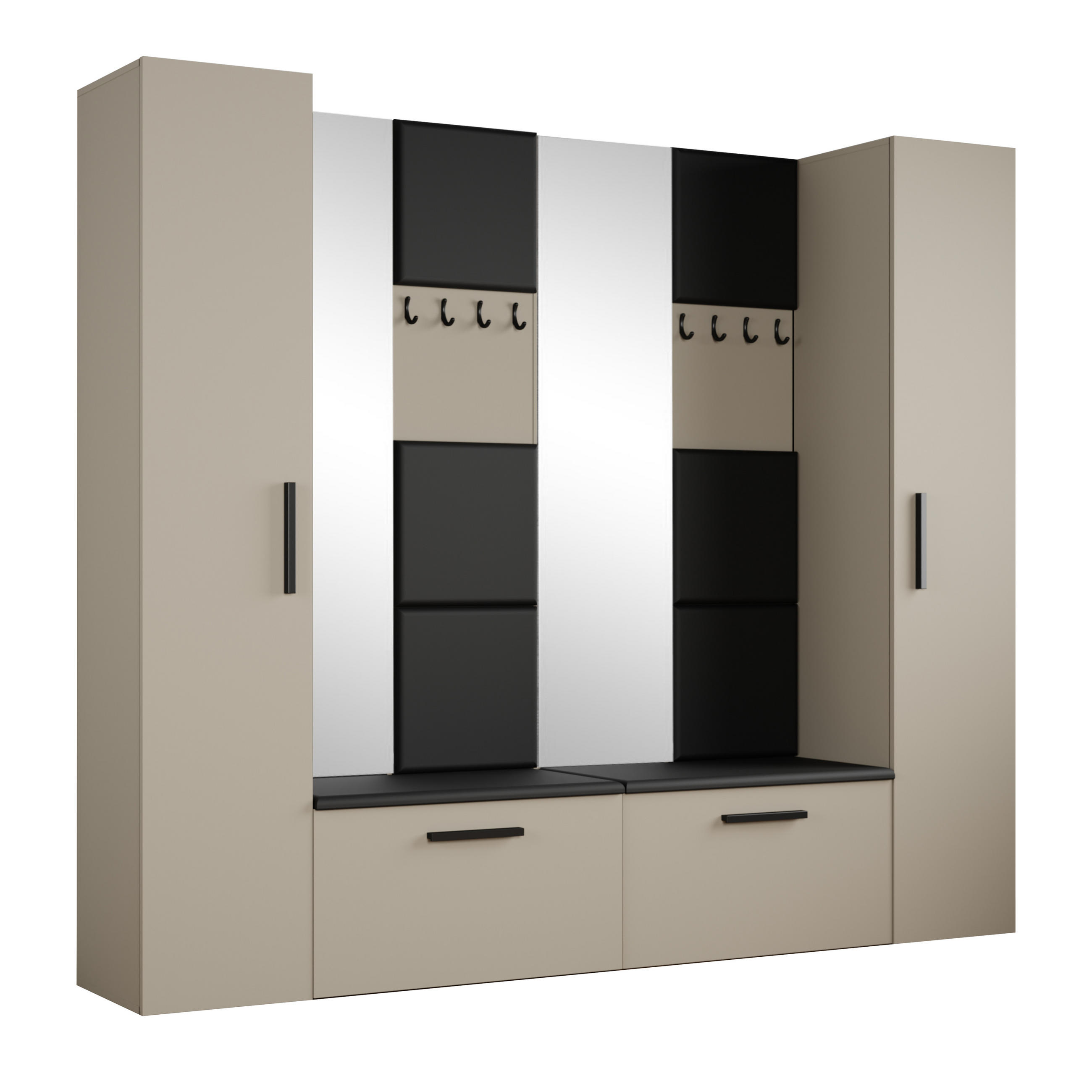 GARDEROBENSCHRANK MODULO 241,2/204/40 cm Modern Garderobe-Set Kaschmir - Kaschmir/Schwarz, Holzwerkstoff (241.2/204/40cm) - MASSENO
