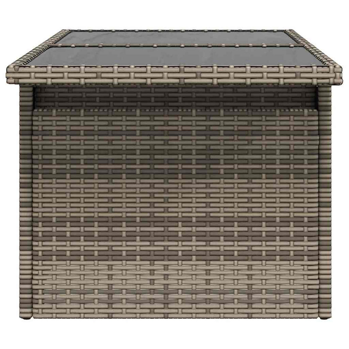 GARTENTISCH Mit Glasplatte Grau 100/55/73 Cm Poly Rattan - Grau, Kunststoff (55/100/73cm) - vidaXL