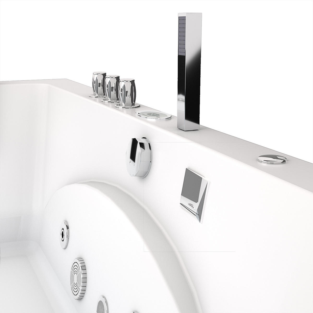 WHIRLPOOL Pool Badewanne Wanne W81H-TH-B-SC 180x90cm - Weiß, Glas/Kunststoff (90/55/180cm) - AcquaVapore by Sandra Jentho