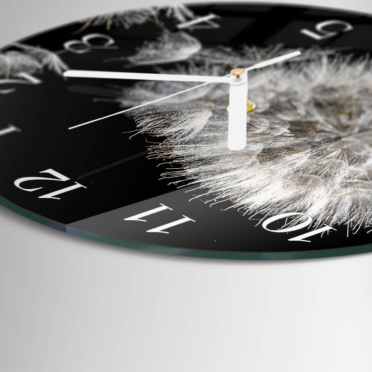 WANDUHR fi30 cm - Löwenzahn - Weiß, Glas (30/30/0.4cm) - TULUP