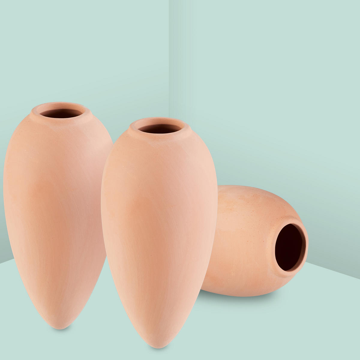 6XTONKEGEL - Hellbraun, Keramik (6/12.5/6cm) - Relaxdays