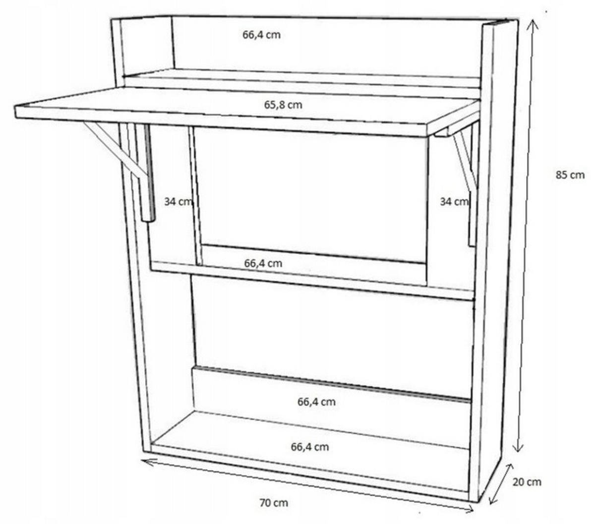 SCHREIBTISCH Klappbarer Wandregal Sonoma Eiche 70/20/85 cm - Sonoma Eiche, Holzwerkstoff (20/70/85cm) - Matkam Möbel
