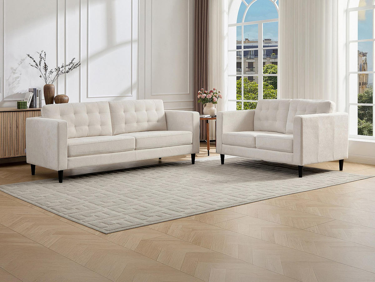 COUCHGARNITUR - 5 Personen - stoff - beige Dibalu - Beige, Kunststoff/Textil (141/84/87cm) - Vente-Unique