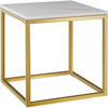 MARMOR-BEISTELLTISCH Alysia,mit höhenverstellbaren Kunststofffüßen,gold/weiß - Goldfarben/Weiß, Stein (45/45/47.5cm) - tectake