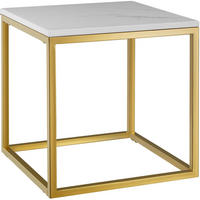 MARMOR-BEISTELLTISCH Alysia,mit höhenverstellbaren Kunststofffüßen,gold/weiß - Goldfarben/Weiß, Stein (45/45/47.5cm) - tectake