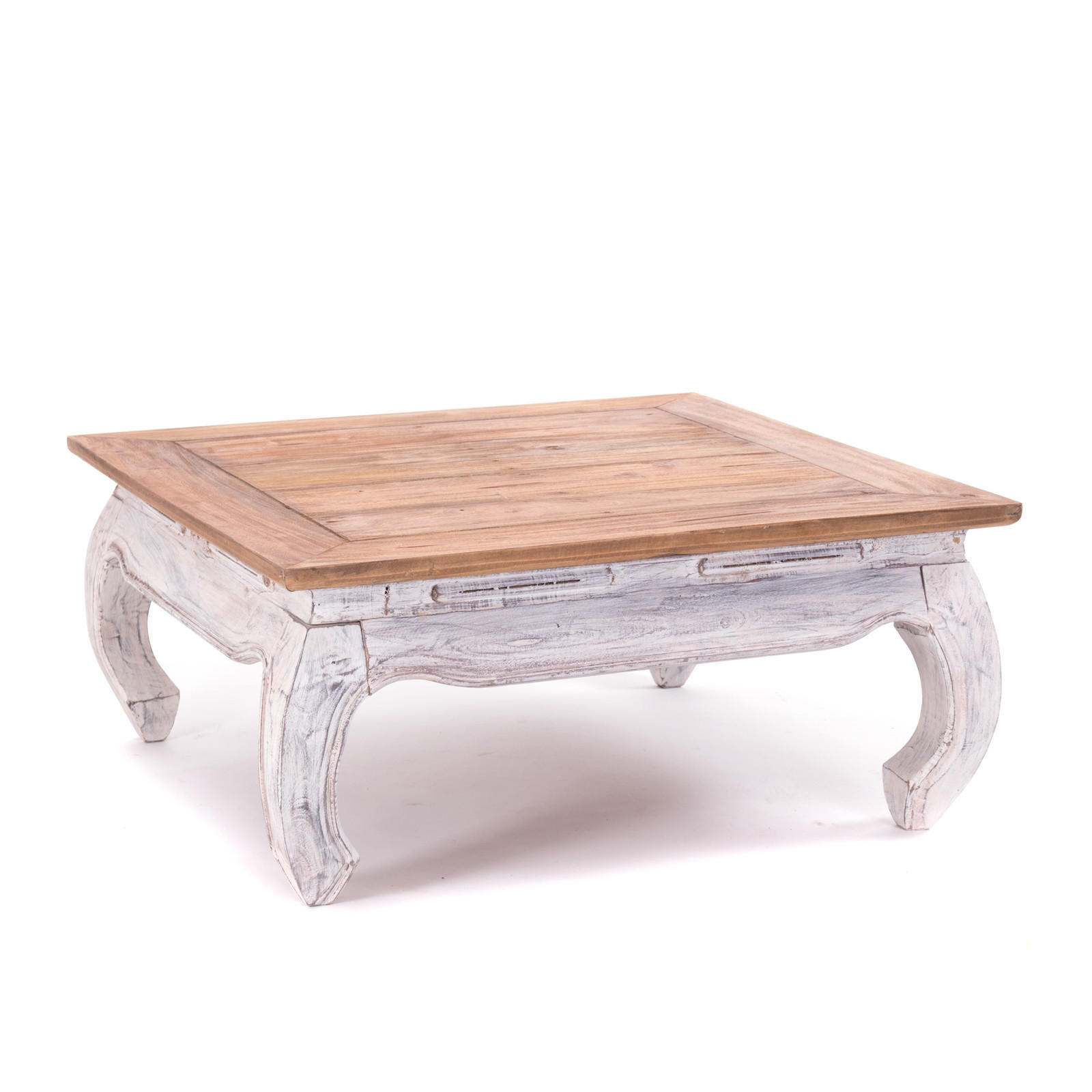 OPIUMTISCH EAST 80 Mahagoni Massivholz 05 weiß-natur - Multicolor, Holz (80/80/36cm) - DESIGN DELIGHTS