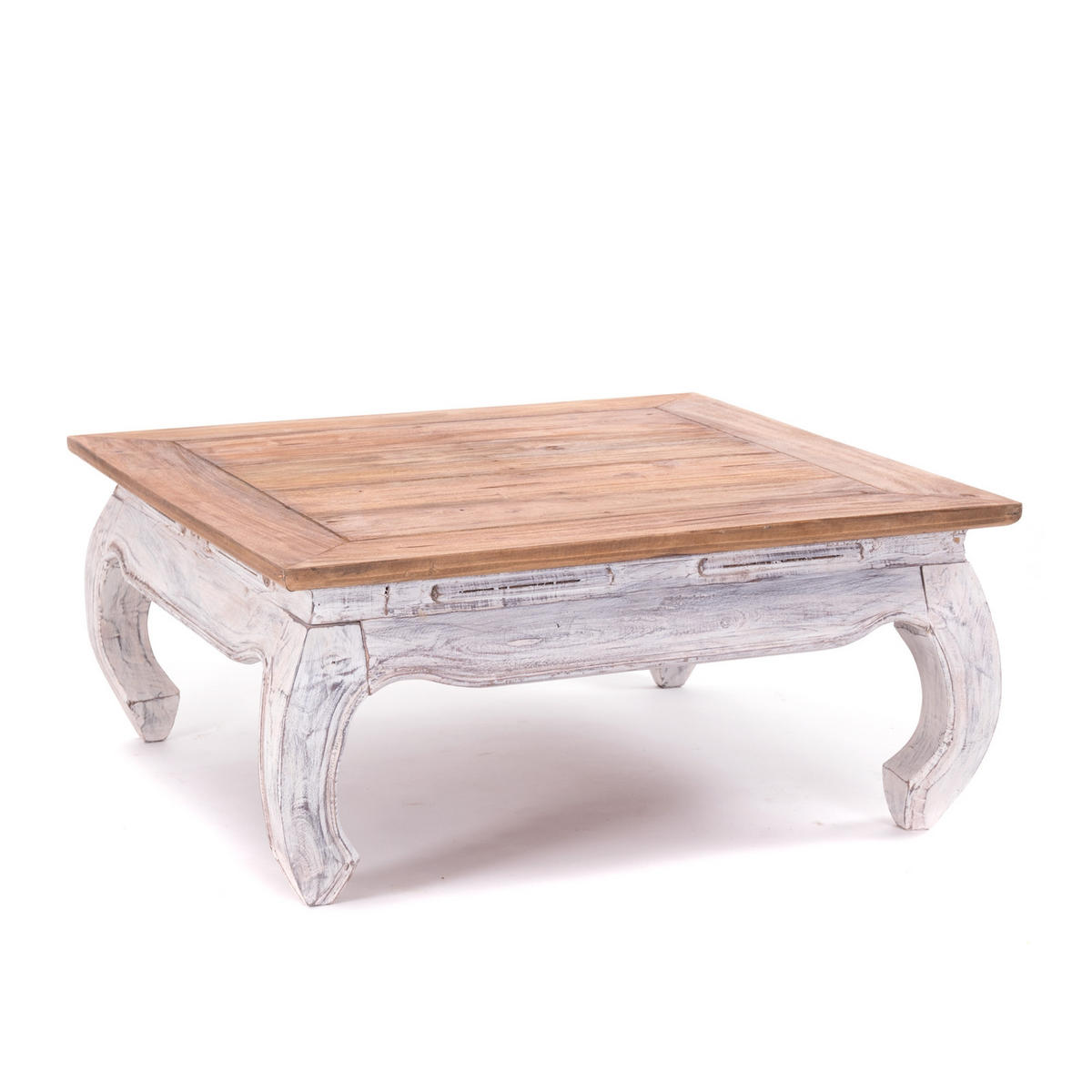 OPIUMTISCH EAST 80 Mahagoni Massivholz 05 weiß-natur - Multicolor, Holz (80/80/36cm) - DESIGN DELIGHTS