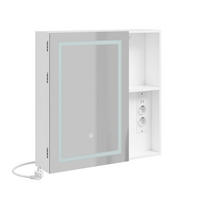 KOUPELNOVÁ zrcadlová skříňka s LED osvětlením a zásuvkami - barva javoru, kožešina (60/60/15.5cm) - SoBuy