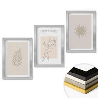 WANDBILDER 3er Set - 20x30 cm Silberner Rahmen - Eine Sammlung minimalistischer Formen - Silberfarben, Kunststoff (20/30cm) - ArtPrintCave