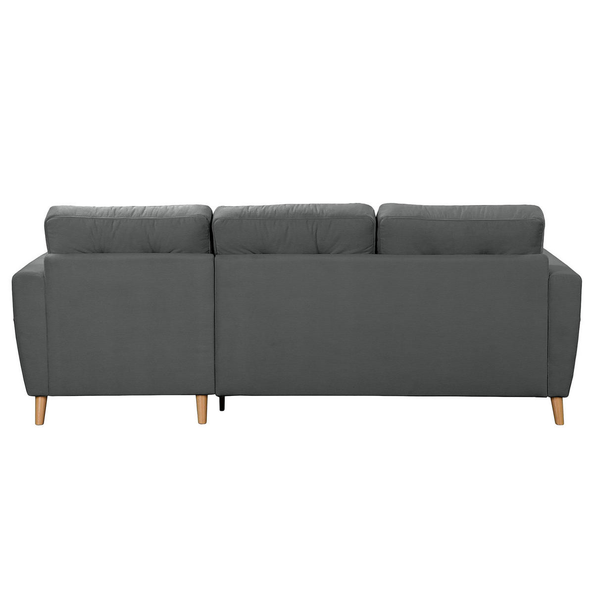 ECKSOFA mit Longchair - Anthrazit/Braun, Holz/Textil (223/148cm) - home24