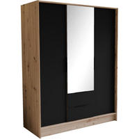 DREHTÜRENSCHRANK Niko 150/51/200 cm eiche artisan+schwarz - Schwarz/Eiche Artisan, Holzwerkstoff (150/200/51cm) - Beautysofa