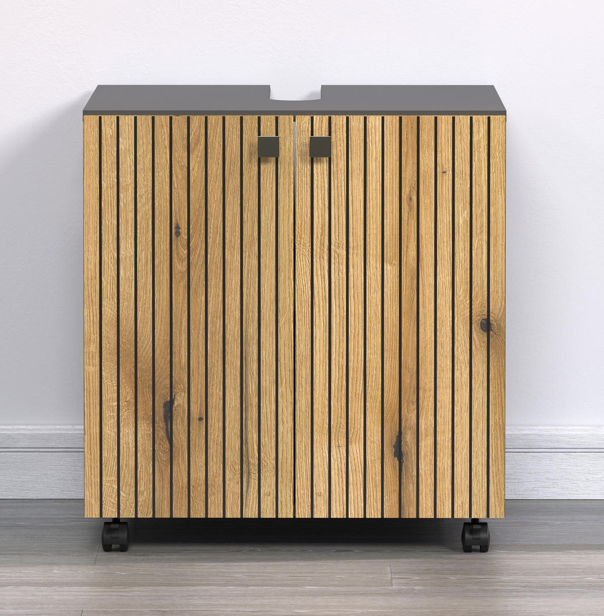 WASCHBECKENUNTERSCHRANK PureBliss Eiche Dekor - Eichefarben/Grau, Holzwerkstoff (60/64/42cm) - Trendteam