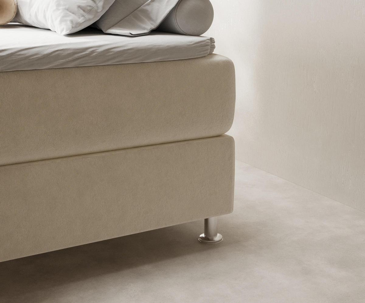 BOXSPRINGBETT Sub Creme 160/200 cm mit Latex-Topper - Silberfarben/Creme, Holz/Holzwerkstoff (160/200cm) - Maison de Reve