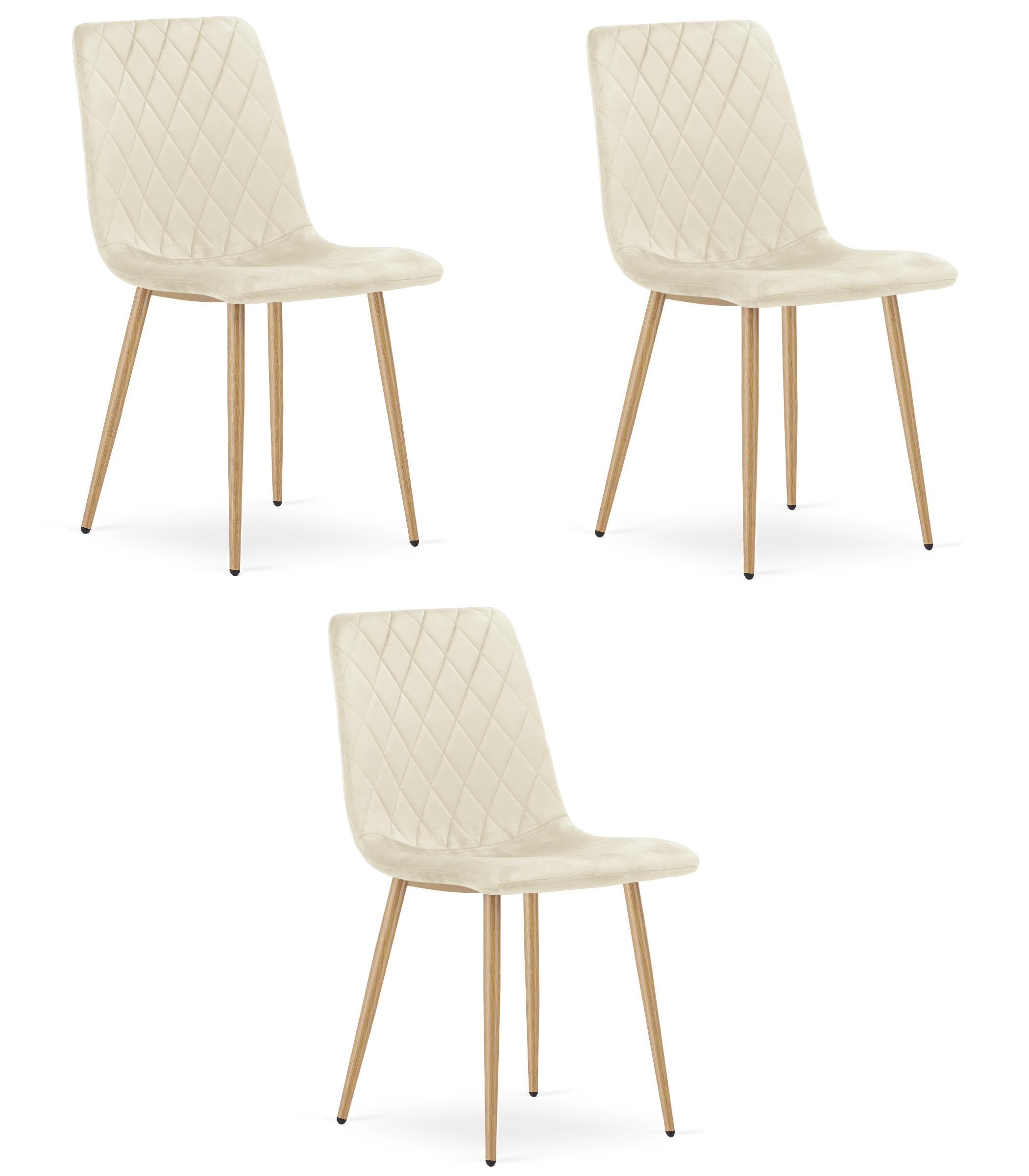 ESSZIMMERSTUHL 3-er Set TURIN hellbeige Sitzfläche, Beine in Holzfarbe - Hellbraun/Eichefarben, Textil (44.5/88.5/53cm) - Valora