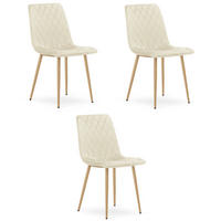 ESSZIMMERSTUHL 3-er Set TURIN hellbeige Sitzfläche, Beine in Holzfarbe - Hellbraun/Eichefarben, Textil (44.5/88.5/53cm) - Valora