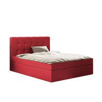 BOXBETT Mit Matratze Und Bettkasten, LUDANO Stoff Cayenne Rot 180x200 cm H2-Pocket - Rot, Holz (180/200cm) - Kaiser Möbel