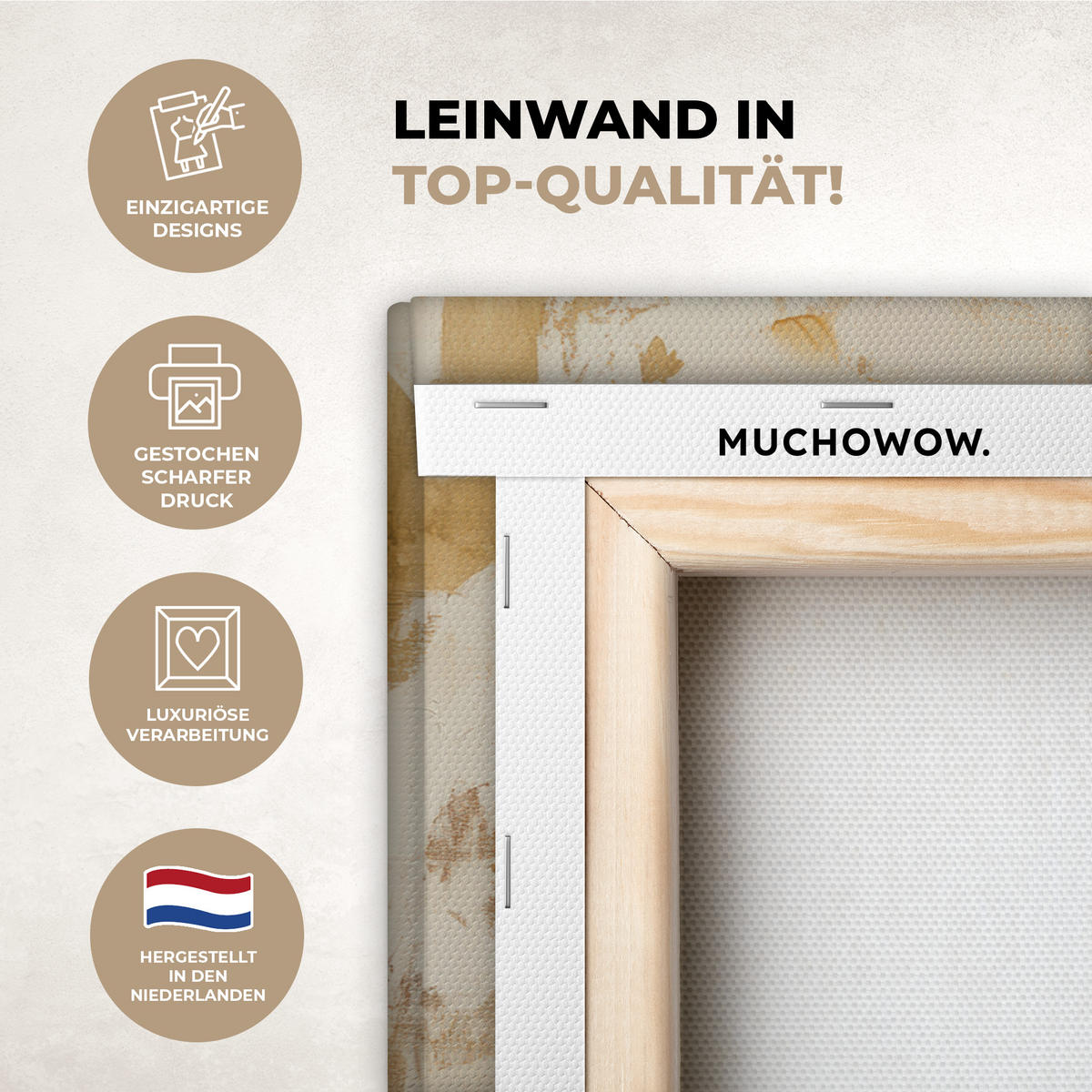 LEINWANDBILD Weihnachtsmann - Rentier - Weihnachten Wanddeko 90x60 cm - Rotbraun, Textil (90/60cm) - MuchoWow