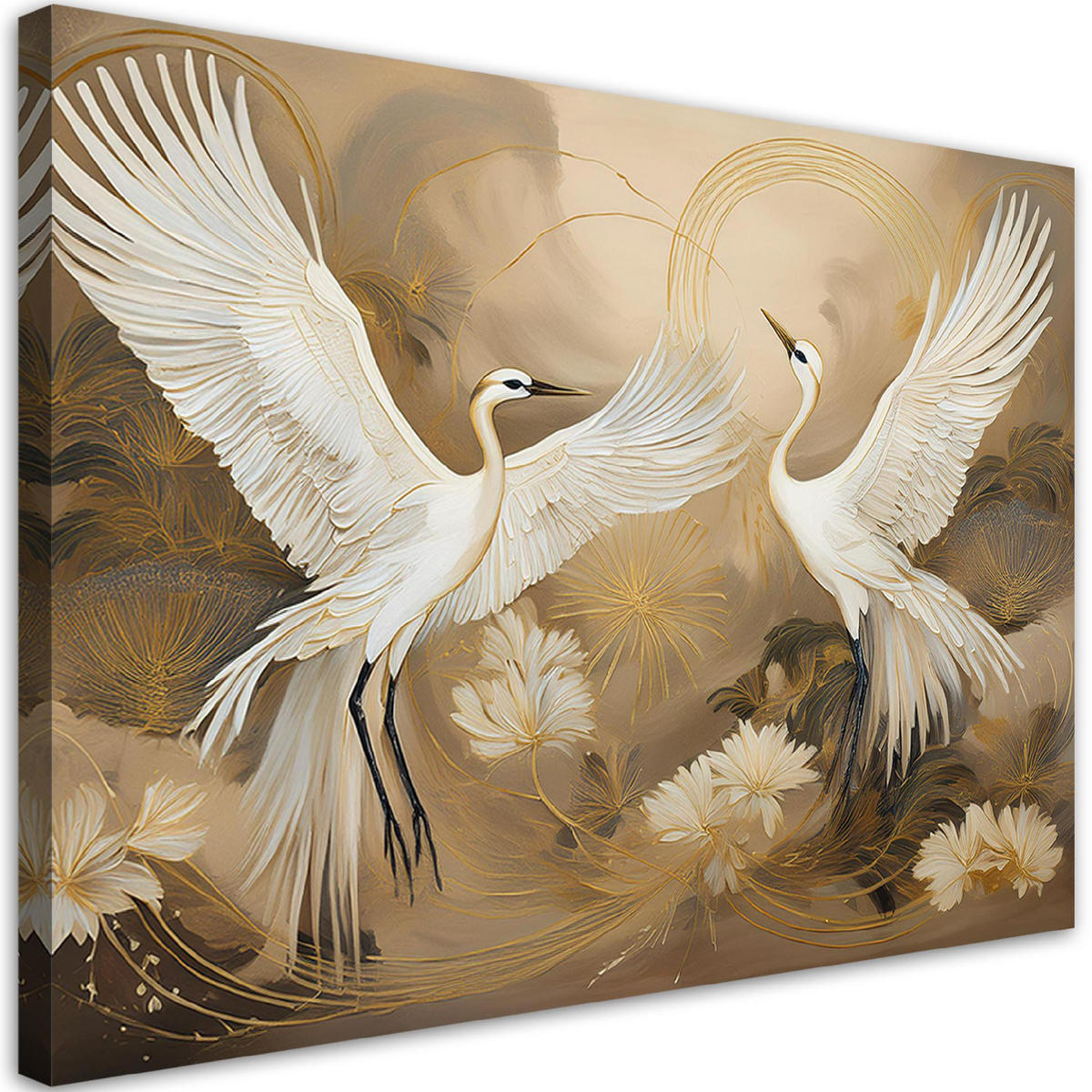 WANDBILD kraniche vögel tiere - Beige, Textil (60/40cm) - Feeby