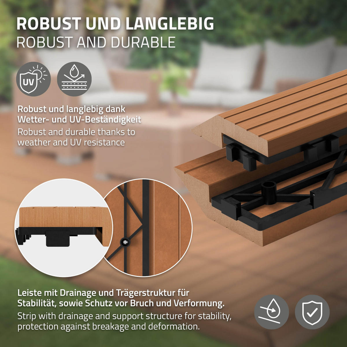 ABSCHLUSSLEISTE WPC gerade Hellbraun - Hellbraun, Holzwerkstoff (30/2/7.5cm) - ML-DESIGN