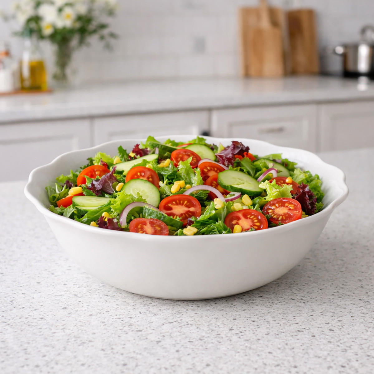 SALATSCHÜSSEL Alma Weiß 22,7/22,7/6,5 cm - Weiß, Keramik (22.7cm) - Secret de Gourmet