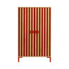 KLEIDERSCHRANK mit 2 Türen, Eichenholzoptik mit roten Streifen ALVA KIDS - Rot/Eiche Artisan, Holzwerkstoff (75/123/45cm) - RNT By Really Nice Things