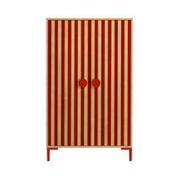 KLEIDERSCHRANK mit 2 Türen, Eichenholzoptik mit roten Streifen ALVA KIDS - Rot/Eiche Artisan, Holzwerkstoff (75/123/45cm) - RNT By Really Nice Things