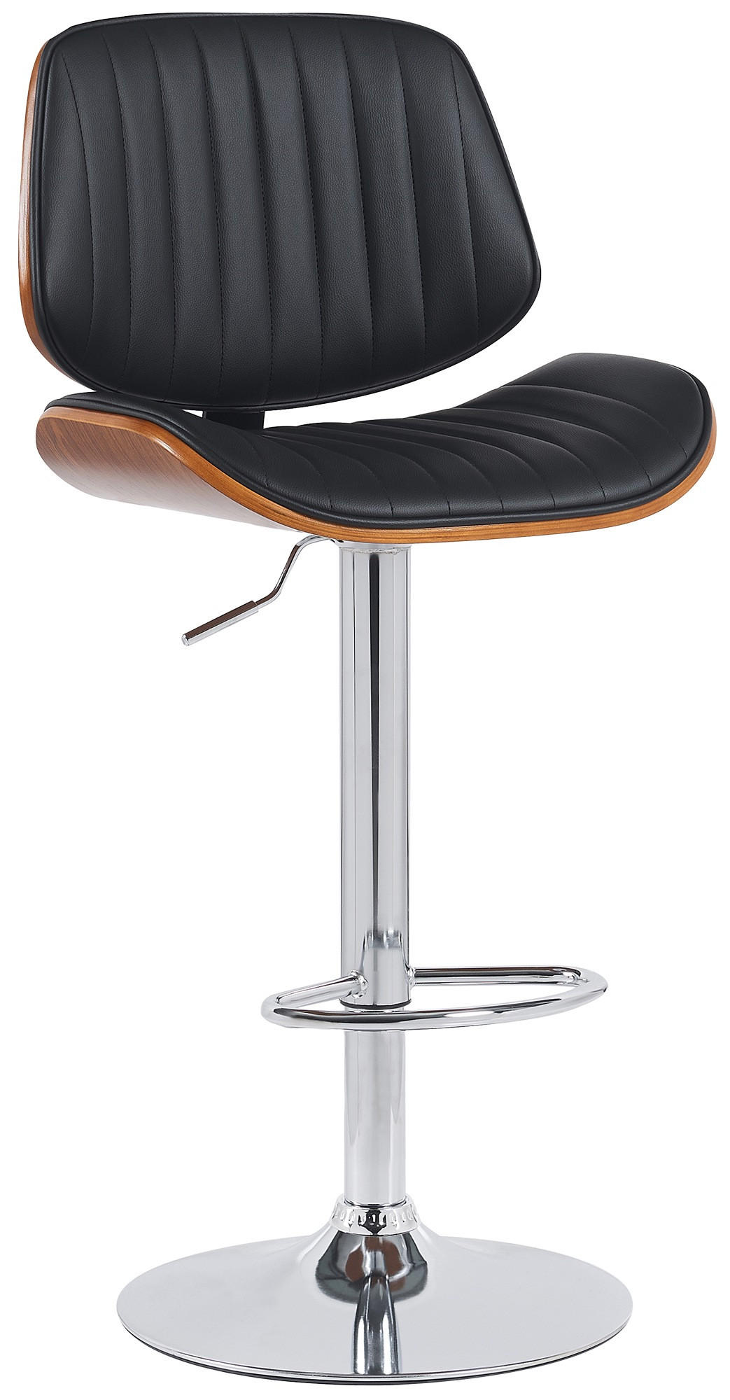 BARHOCKER Lederlook walnuss/schwarz - Chromfarben/Walnussfarben, Textil/Metall (50/94/50cm) - CLP