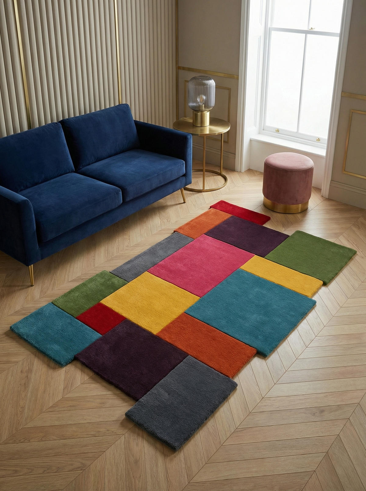 WOLLTEPPICH Geometrisch-Design, handgetuftet THAMES EVA, Multi 120x180 cm - Multicolor, Textil (120/180cm) - KADIMA DESIGN