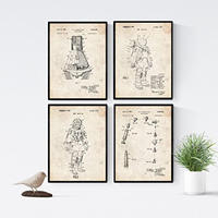 POSTER Set mit 4 Jahrgang Astronaut Patenten A4 Rahmenlos - Klar, Papier (29.7/3cm) - Nacnic