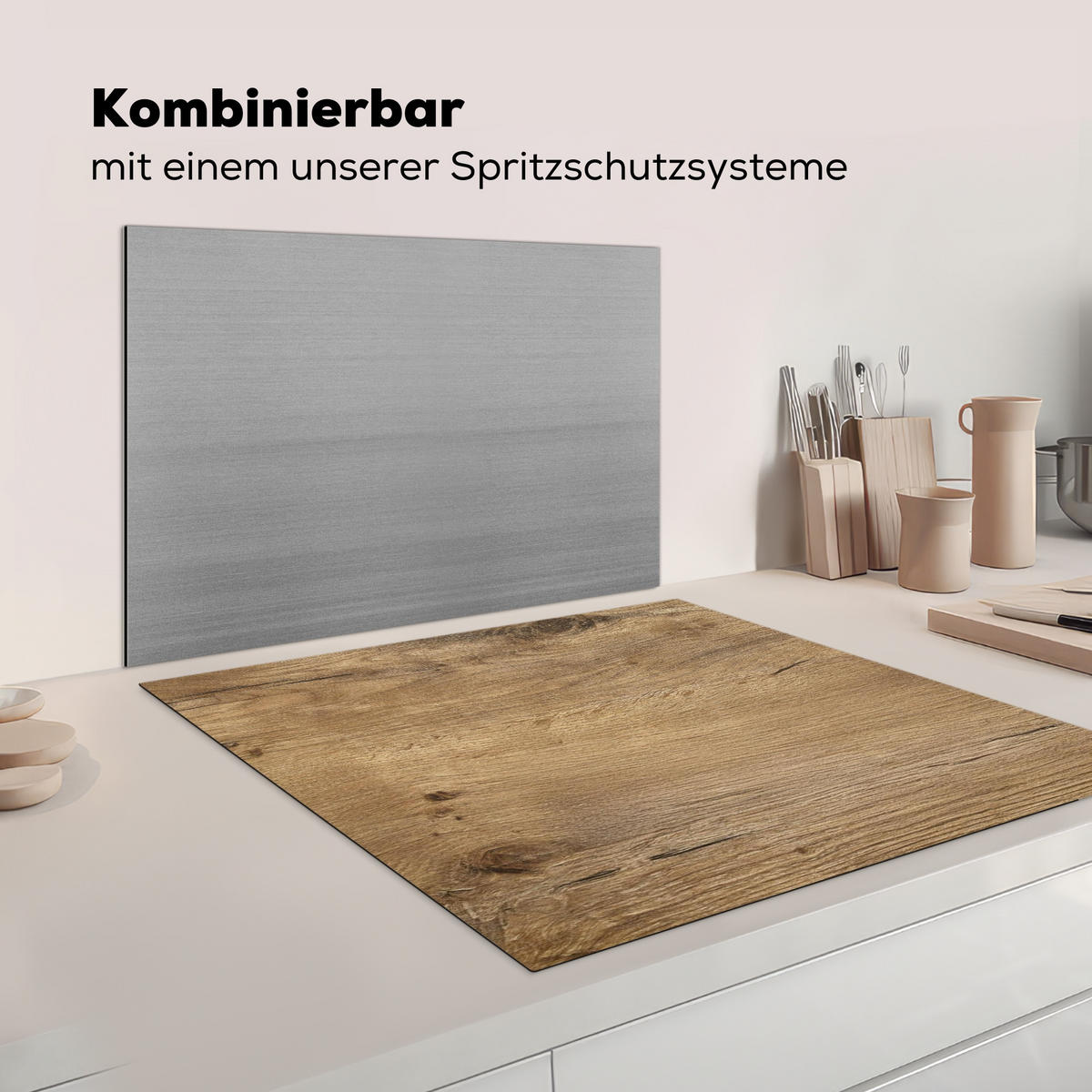 KRYT NA INDUKČNÍ DESKU Dřevo - hnědé - vzhled dřeva 78x78 cm - barva dubu, plast (78/78/0.2cm) - MuchoWow