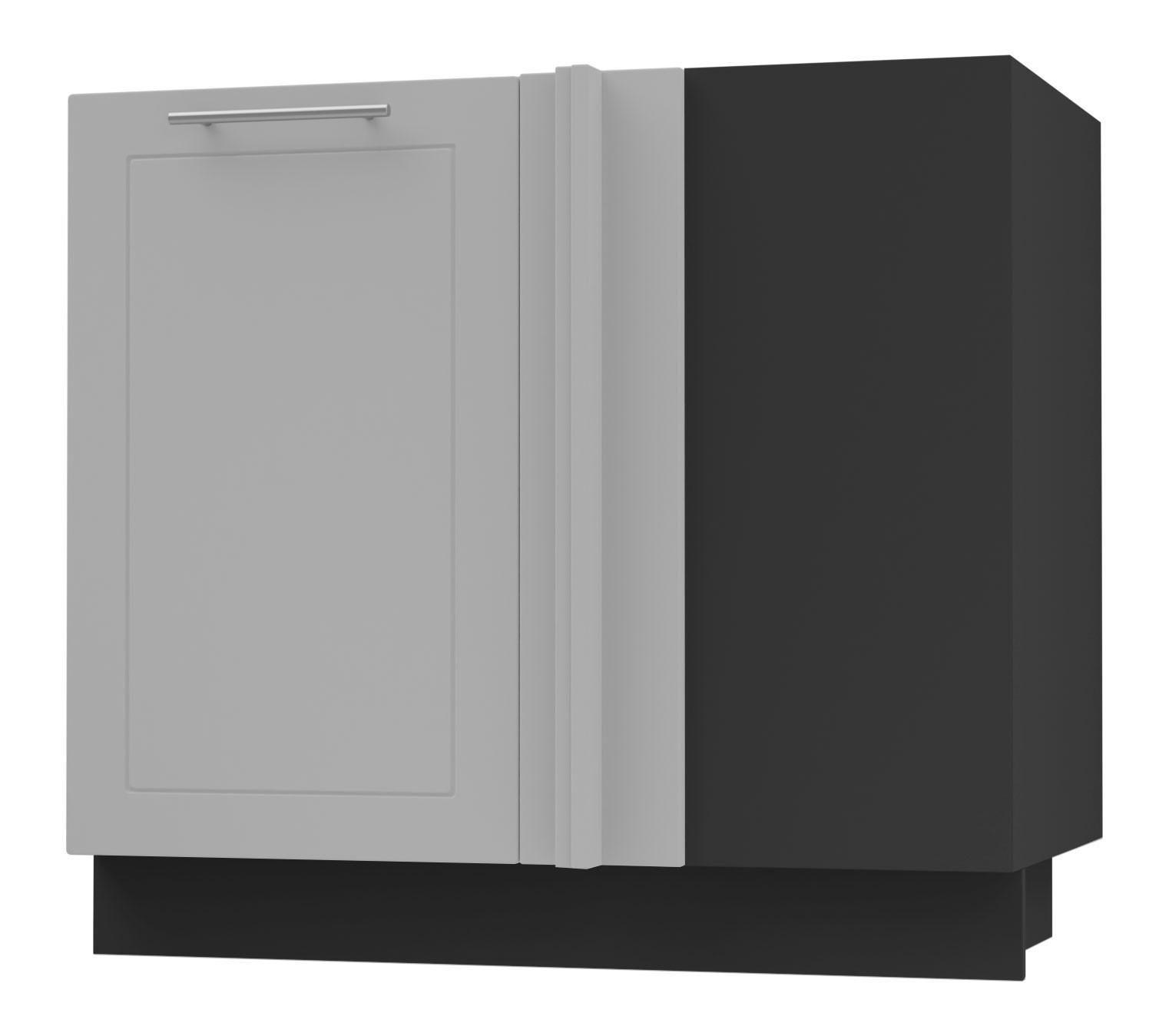 ECKVERBINDUNGSSCHRANK Bari D13U/90 Schwarz / RAL 7040 fenstergrau 90 / 50 / 82cm - Schwarz/Grau, Holz/Holzwerkstoff (90/82/50cm) - Feldmann-Wohnen
