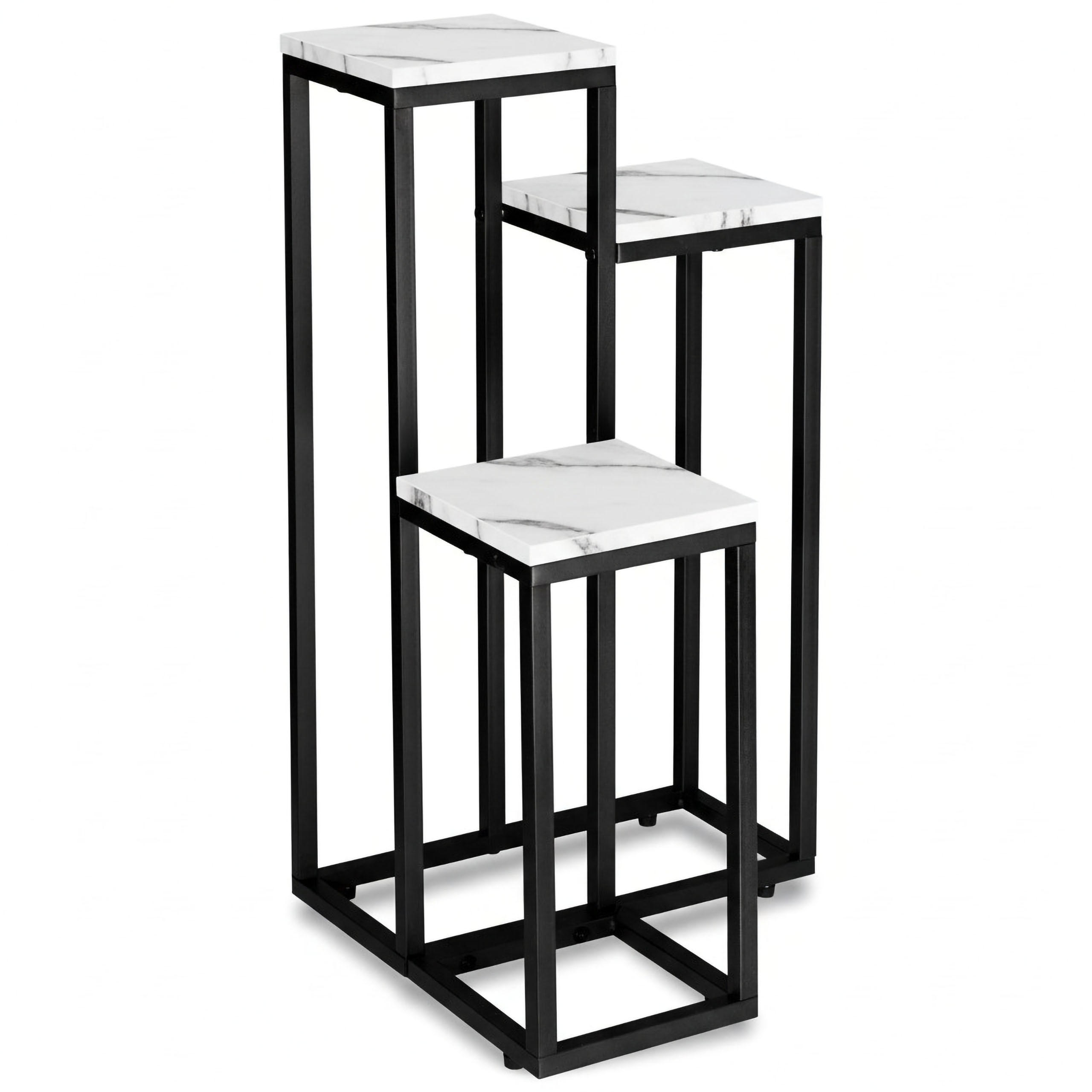BLUMENSTÄNDER mit 3 Ablagen - Weiß Hochglanz, Metall (34/34/67cm) - Mat-Haus