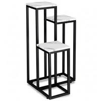 BLUMENSTÄNDER mit 3 Ablagen - Weiß Hochglanz, Metall (34/34/67cm) - Mat-Haus