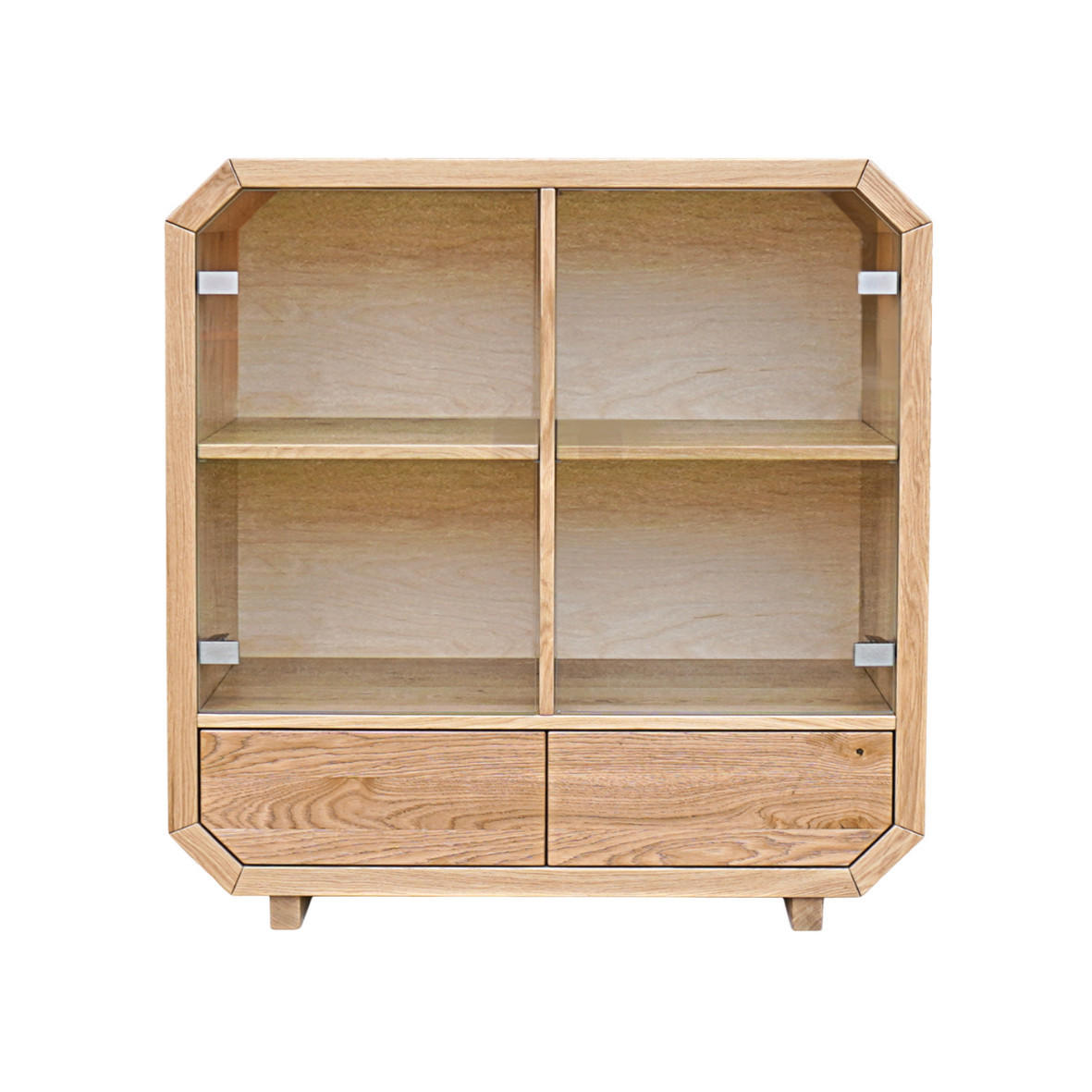 KOMMODE aus Massivholz mit Glas OMNIS - Eichefarben, Holz (100/105/40cm) - Rawood Furniture