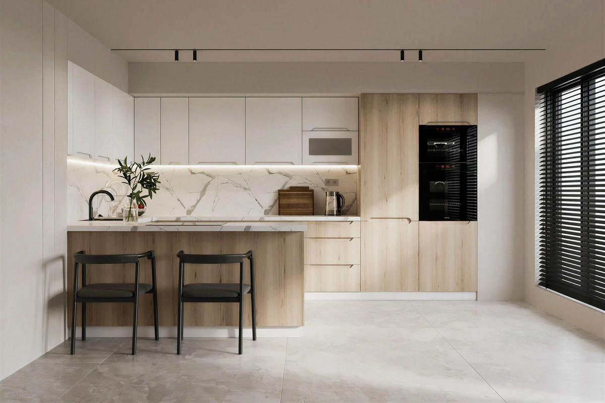 KÜCHENZEILE - KS27-G390x260 – Zivora - Komfort und Design perfekt vereint - Eichefarben, Holz (390/213.3/260cm) - ROYAL24_MARKT
