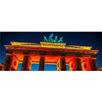 GLASBILD 80x30 cm Brandenburger Tor Berlin - Blau, Glas (80/30cm) - artissimo