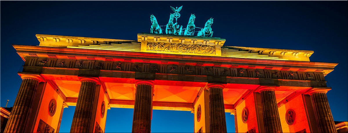 GLASBILD 80x30 cm Brandenburger Tor Berlin - Blau, Glas (80/30cm) - artissimo