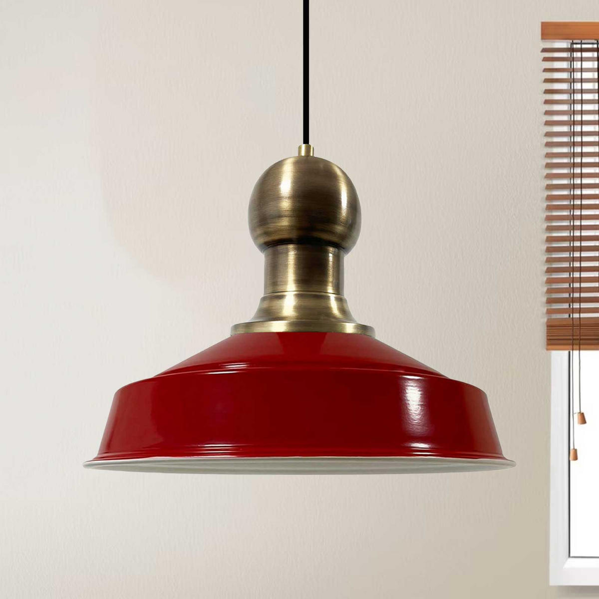 PENDELLEUCHTE Hängelampe Asletl 41/35 cm - Rot, Metall (35/41/35cm) - Bamyum