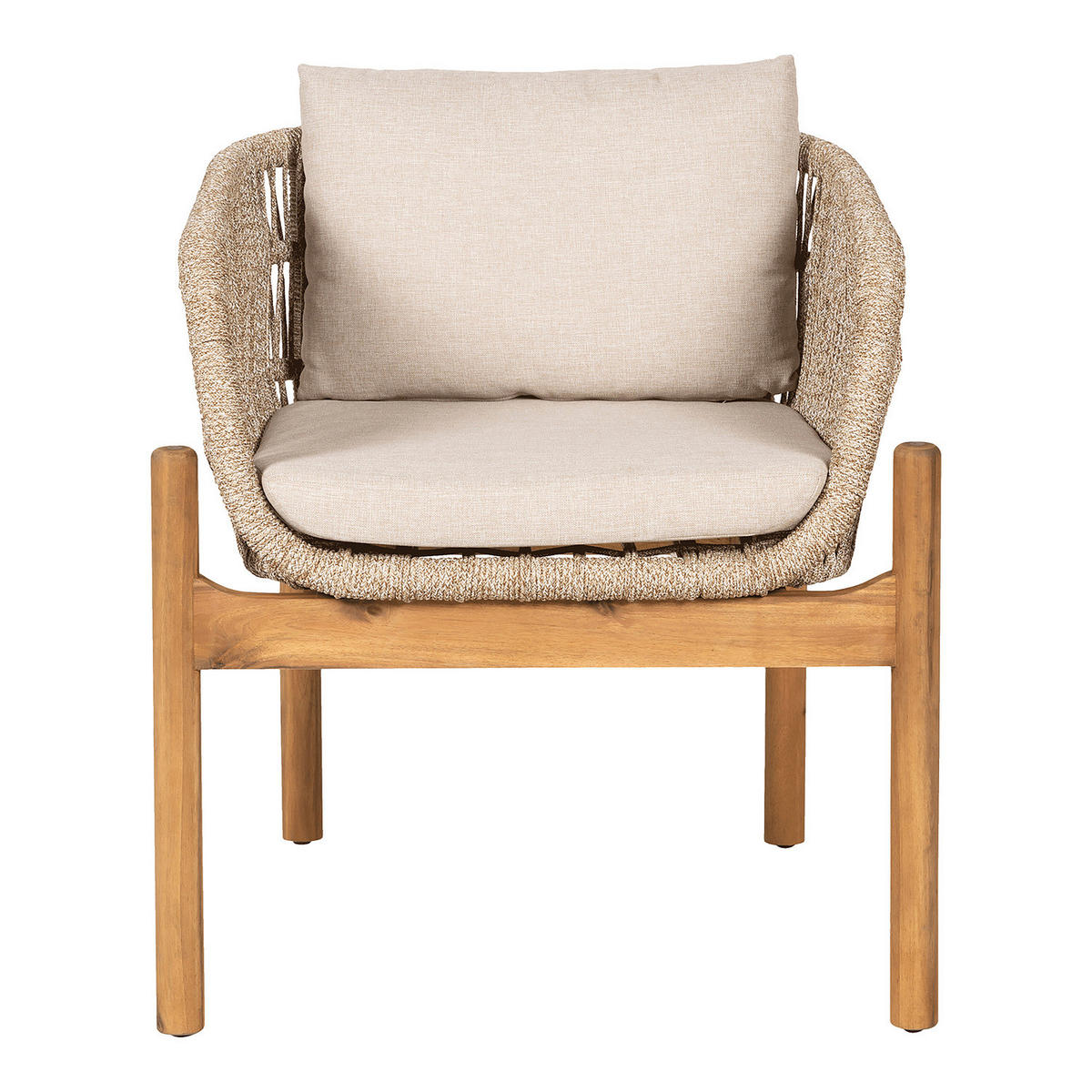 LOUNGESESSEL - 2er-Set - Beige / Braun - Polyester - Stahl - 65 x 71 x 65 cm - Beige/Braun, Holz/Textil (65/71/65cm) - home24